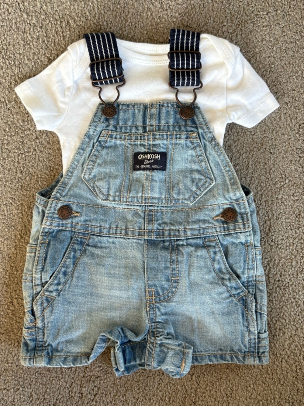 OshKosh Overalls and Onesie Summer Set - Baby Outfit - Size 0-3m